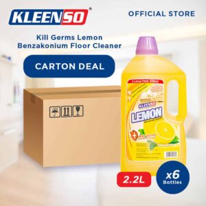 [Carton Deal] Kleenso 2.2L Lemon Kill Germs with Benzakonium Floor Cleaner - 2.2L (Litre) (6 x 2.2L)